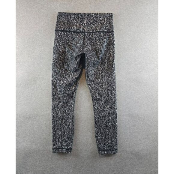 Lululemon Black White Grey Speckle Wunder Under High Rise Leggings Womens Size 2 - Picture 1 of 6
